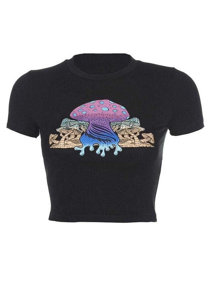 Drip Mushroom Print Crop Top - AnotherChill