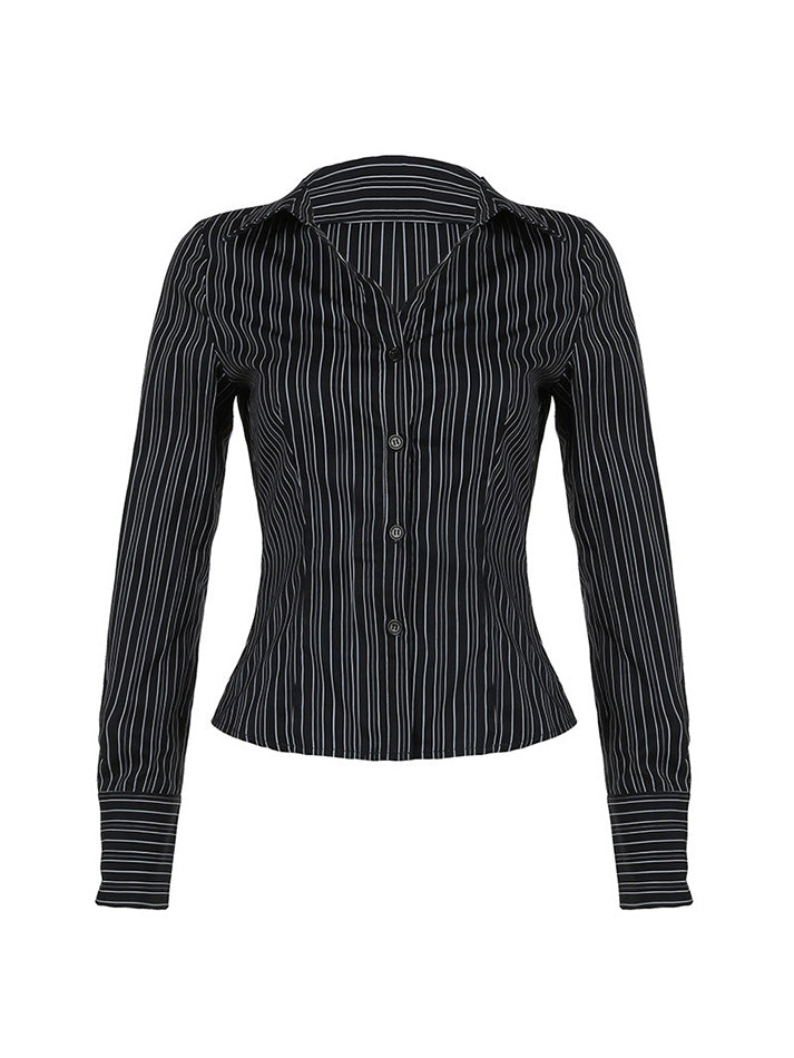 Striped Button-Up Long Sleeve Shirt