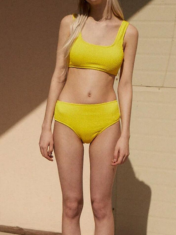 Sun-Kissed Textured Solid Bikini Set