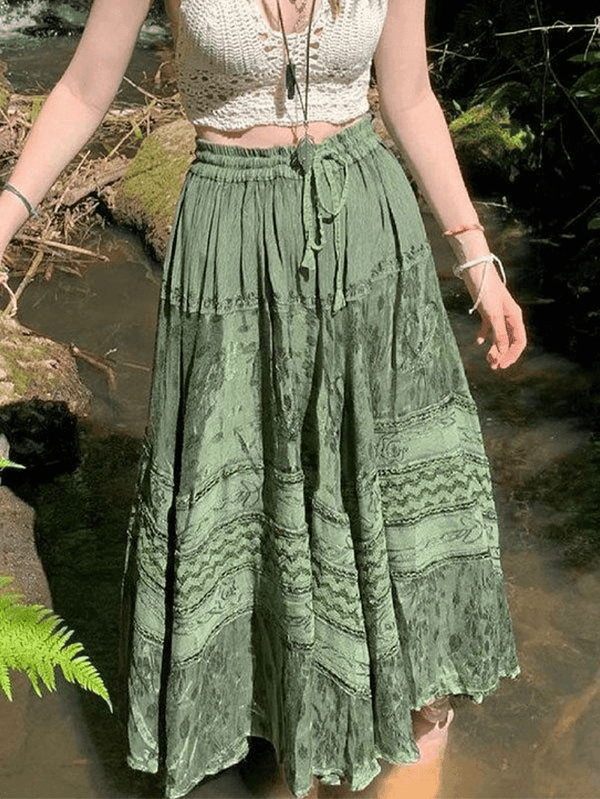 Fairy Vintage Printed Midi Skirt - AnotherChill