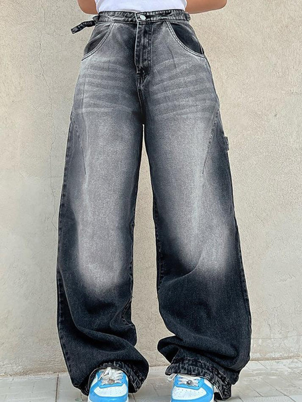 Vintage Washed Gradient Loose Jeans