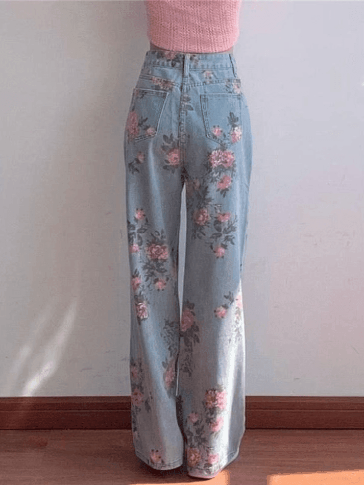 Floral High Rise Boyfriend Jeans - AnotherChill