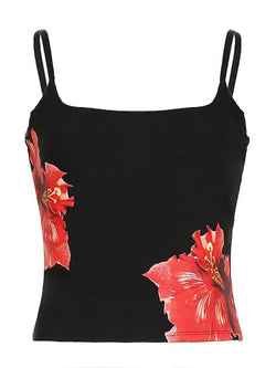 Floral Print Contrast U-Neck Cami Top - AnotherChill