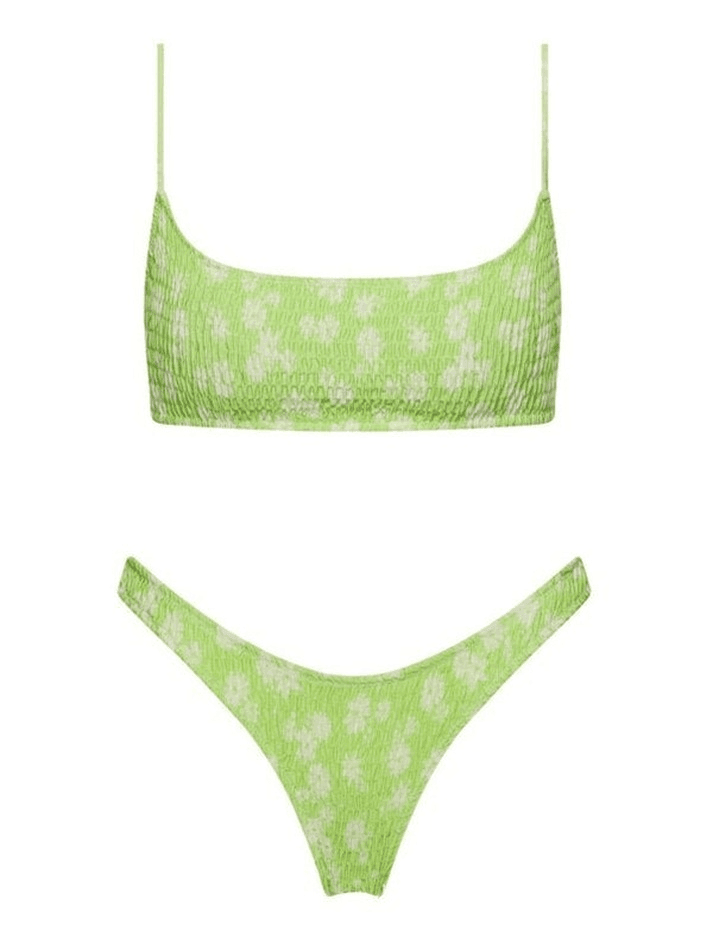 Floral Print Smocked Bikini Set - AnotherChill