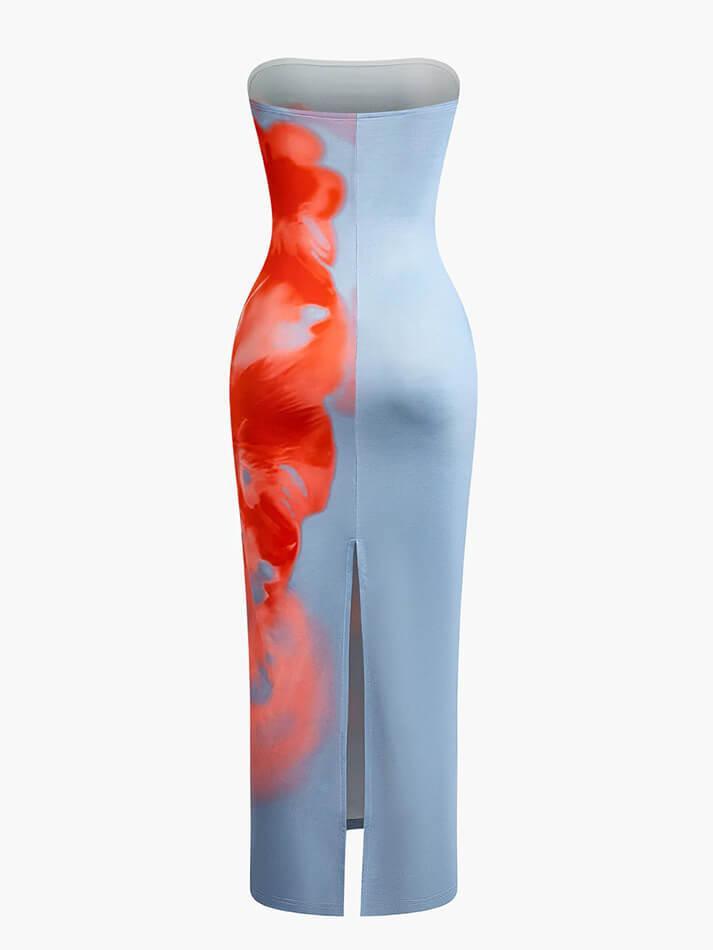 Flower Print Slit Maxi Dress - AnotherChill