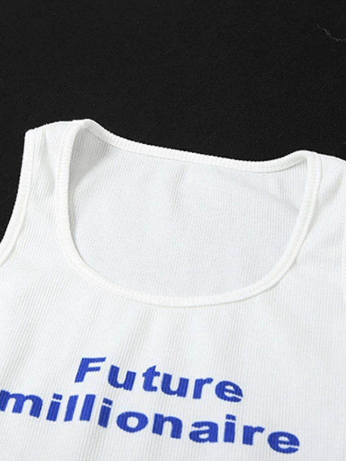 Future Millionaire Ribbed Cropped Tank Top - AnotherChill