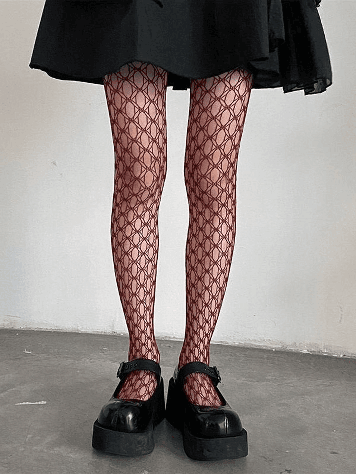 Geometric Pattern Fishnet Tights - AnotherChill