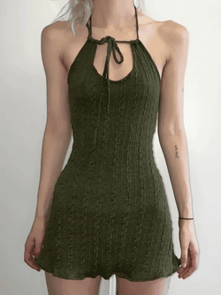 Green Halter Knitted Mini Dress - AnotherChill