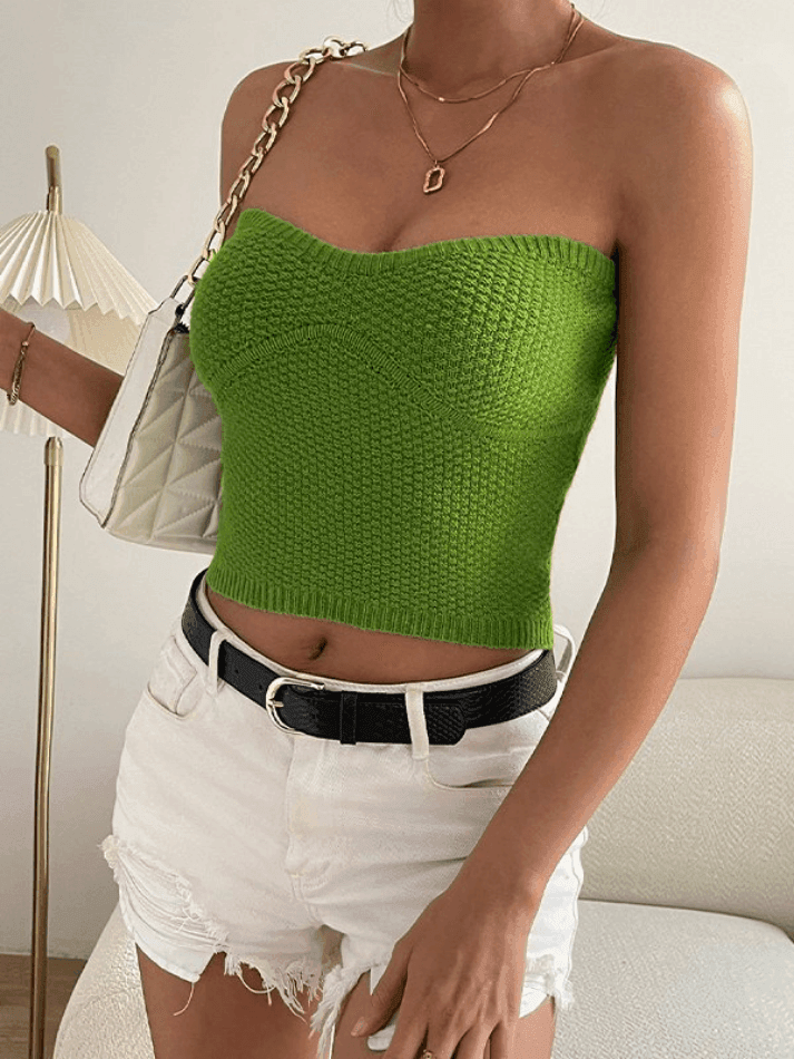 Green Knitted Bandeau Top - AnotherChill