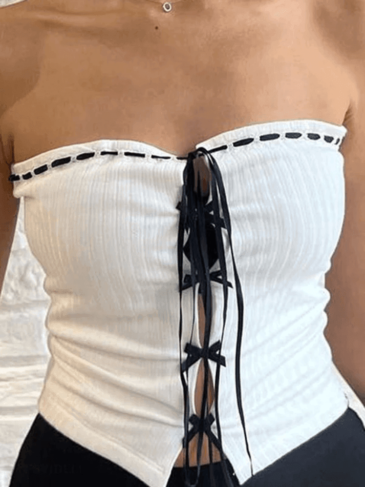 Halter Neck Hollow Slim Bandeau Tops - AnotherChill