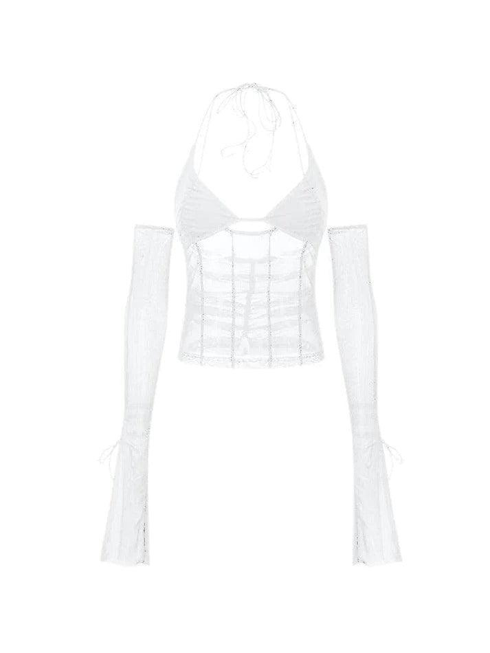 Halter Tie Mesh Patch Top - AnotherChill