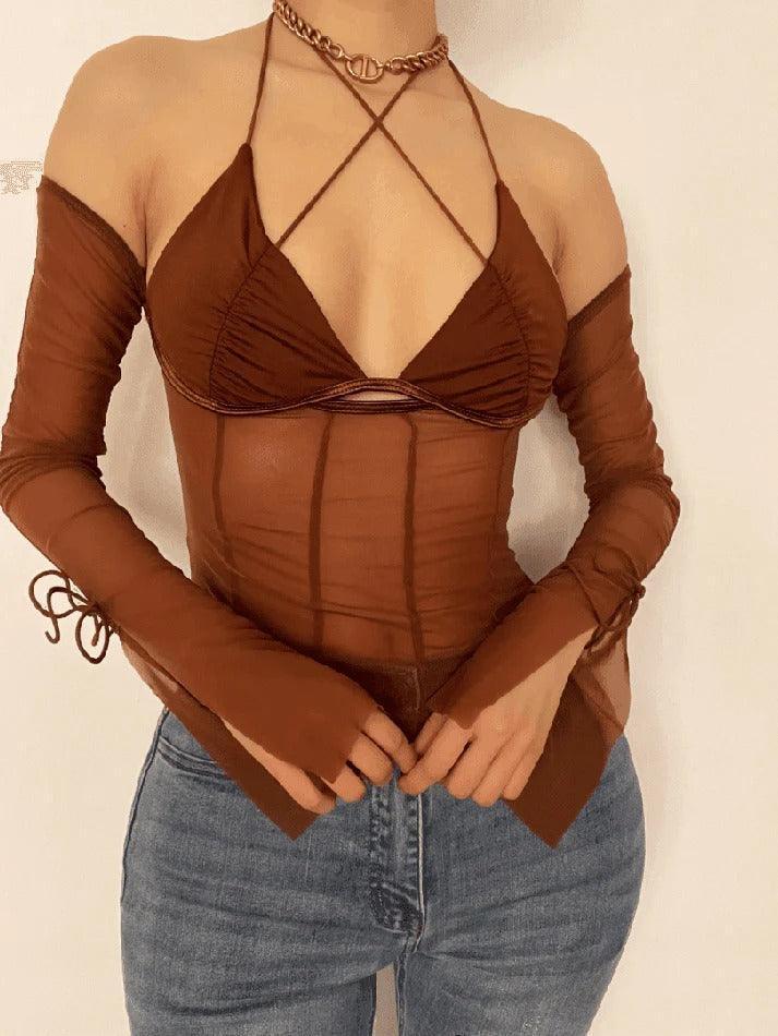 Halter Tie Mesh Patch Top - AnotherChill