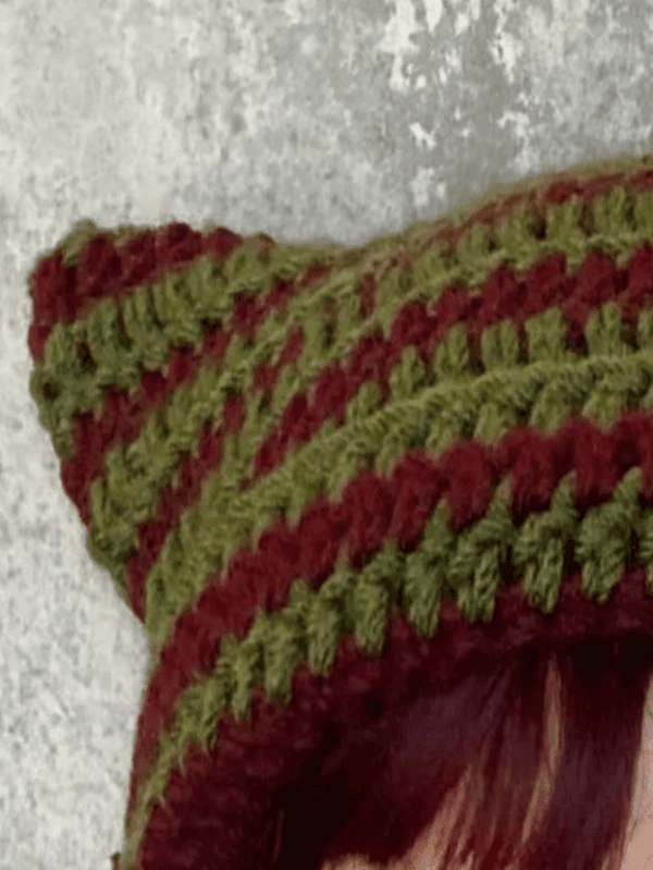 Hand Made Horn Detail Striped Knitted Hat - AnotherChill