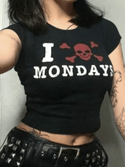 Hate Monday Printed Crop Top - AnotherChill