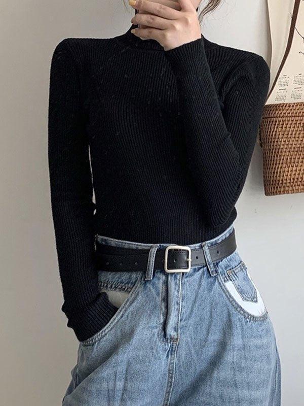 High Neck Jumper Knit Top - AnotherChill