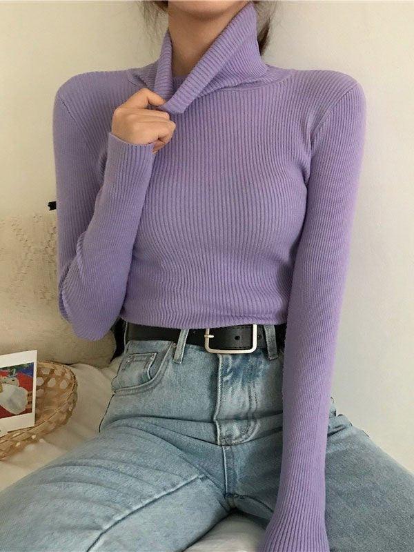 High Neck Jumper Knit Top - AnotherChill