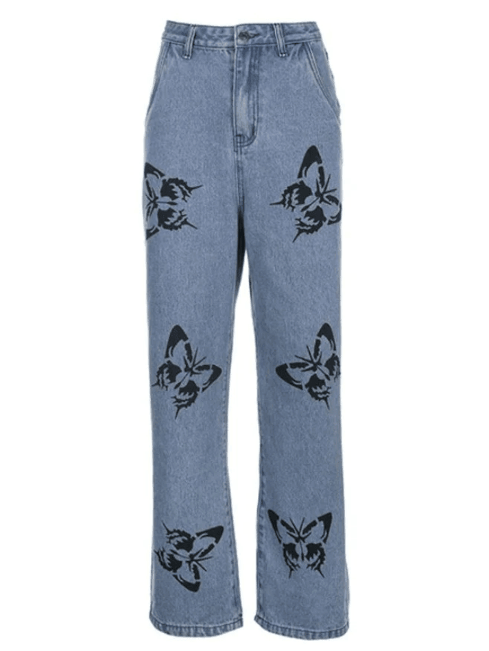 High Waist Butterfly Boyfriend Jeans - AnotherChill