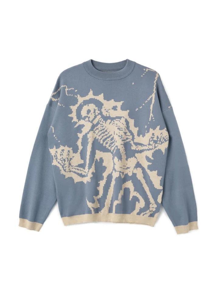 Knit Skull Print Sweater - AnotherChill