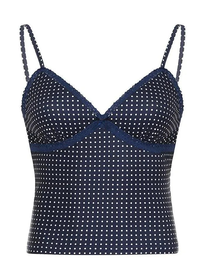 Lace Bow Polka Dot Tank Top - AnotherChill