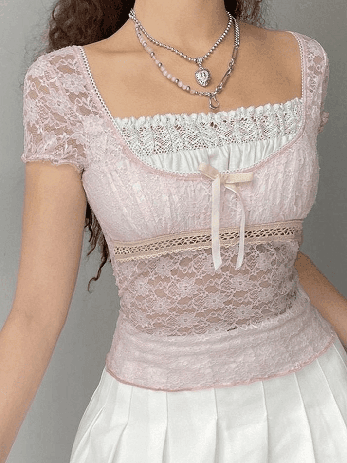 Lace Patchwork Crop Blouse - AnotherChill