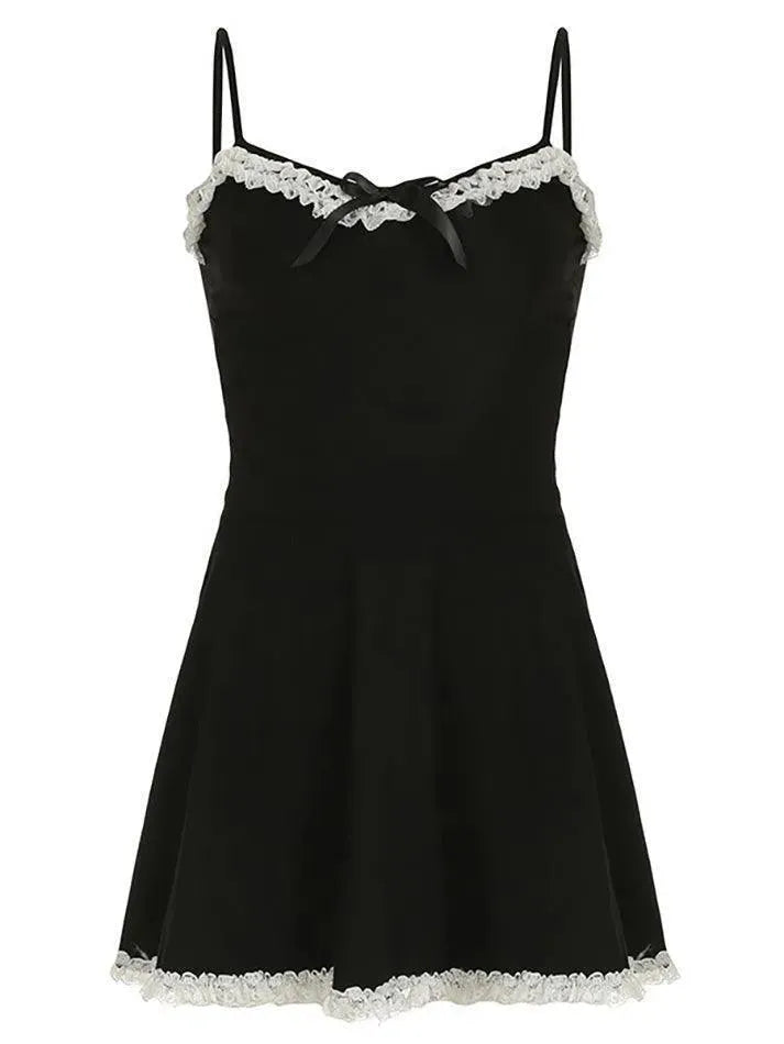 Lace Trim Bow Front Cami Dress - AnotherChill