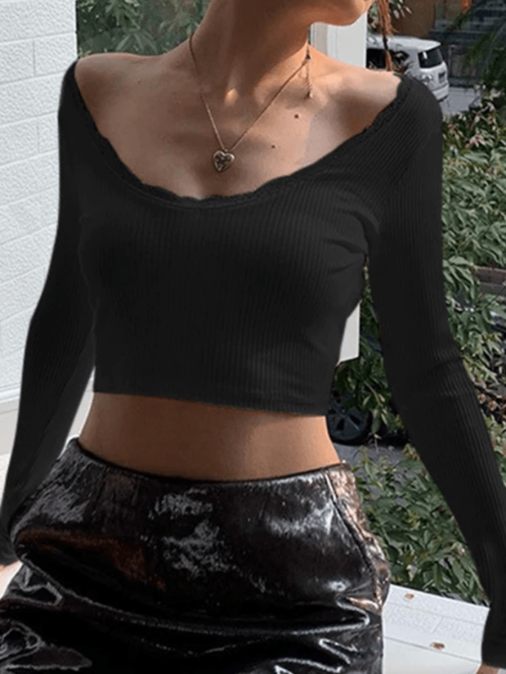 Lace Up Backless Crop Knit Top - AnotherChill