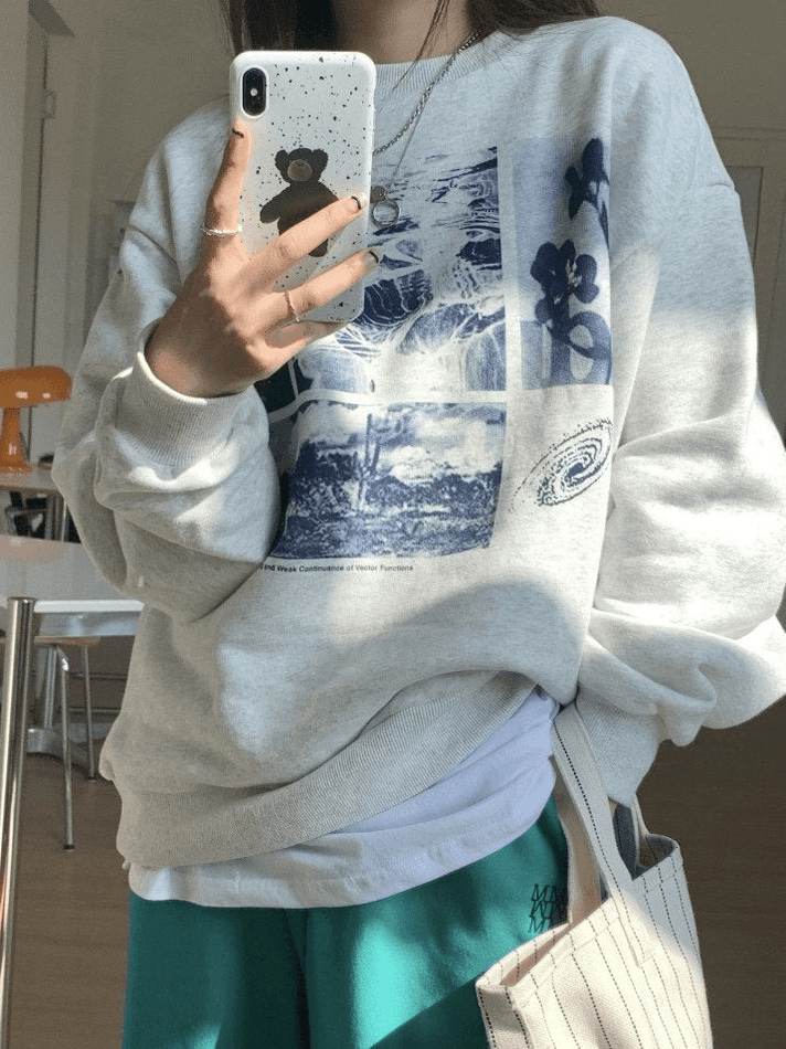 Landscape Print Crew Sweatshirt - AnotherChill