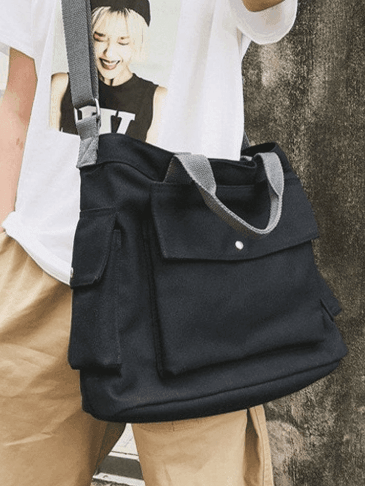 Large Pocket Canvas Crossbody Bag - AnotherChill