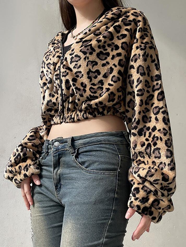 Leopard Print Fleece Hoodie - AnotherChill