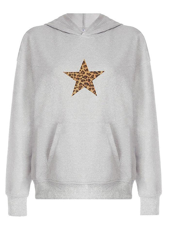 Leopard Star Print Oversized Hoodie - AnotherChill