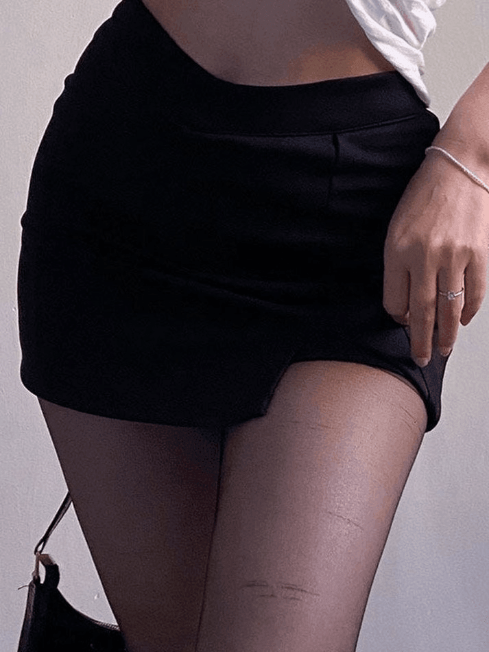 Lined Detail Split Cargo Mini Skirt - AnotherChill