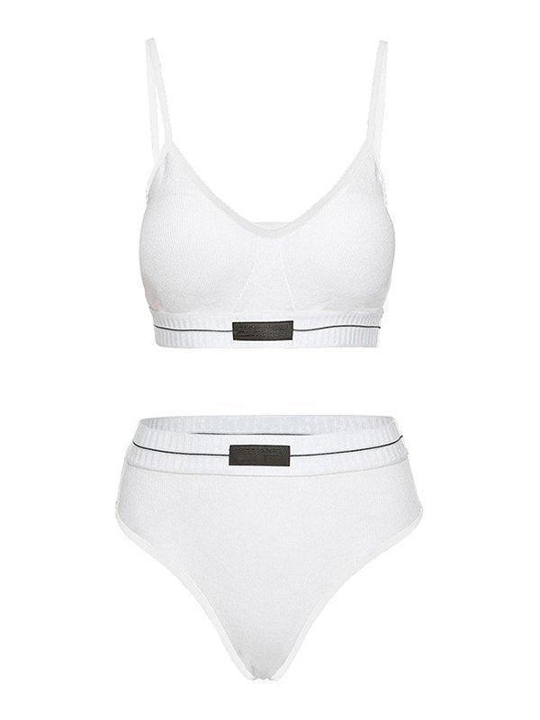 Logo Patch Contrast Bikini Set - AnotherChill