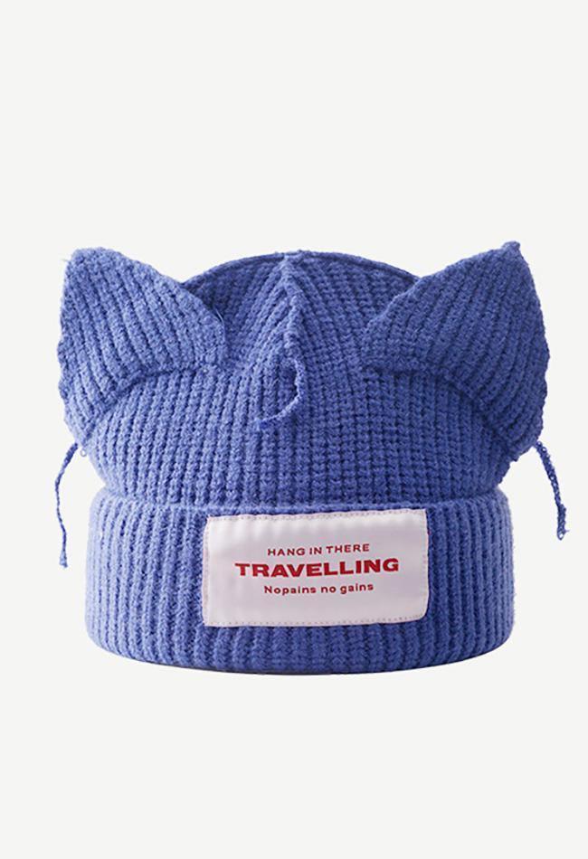 Logo Patched Cute Ear Beanie Hat - AnotherChill