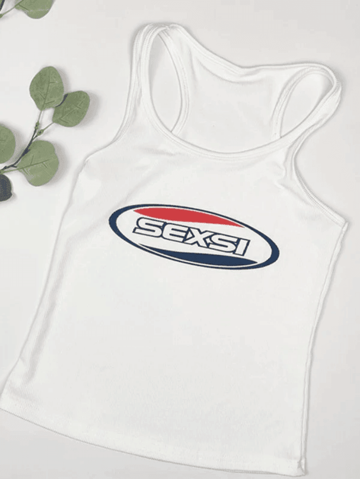 Logo Print Ribbed Tank Top - AnotherChill