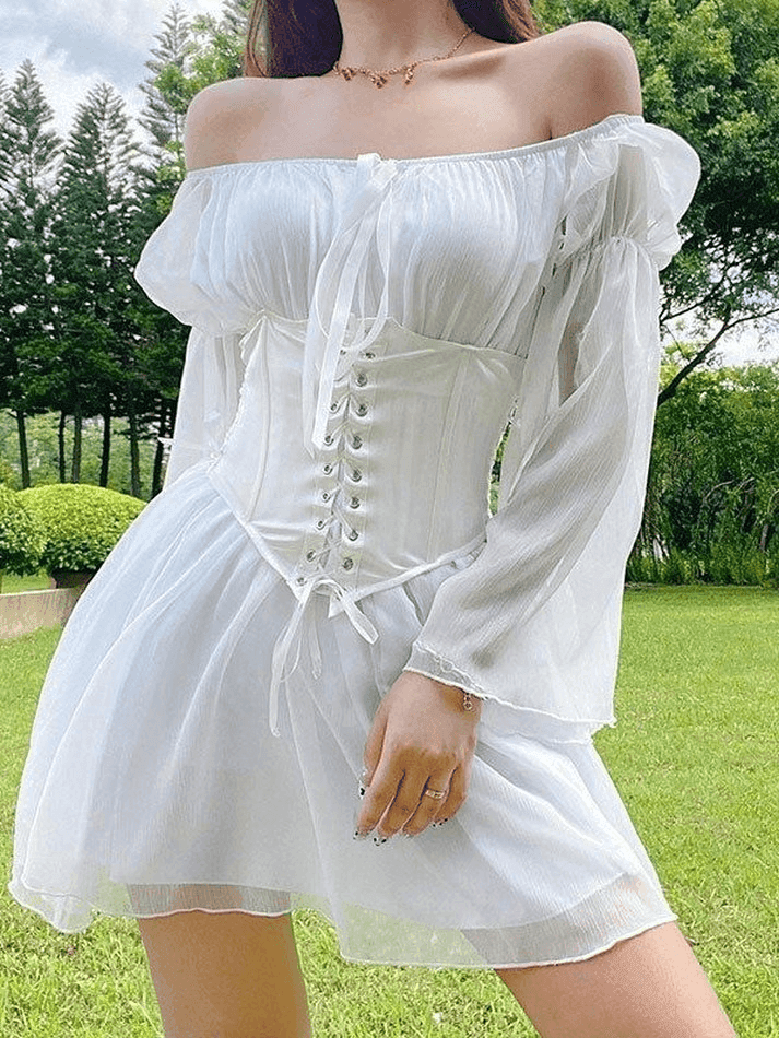 Long Sleeve Corset Mini Dress - AnotherChill