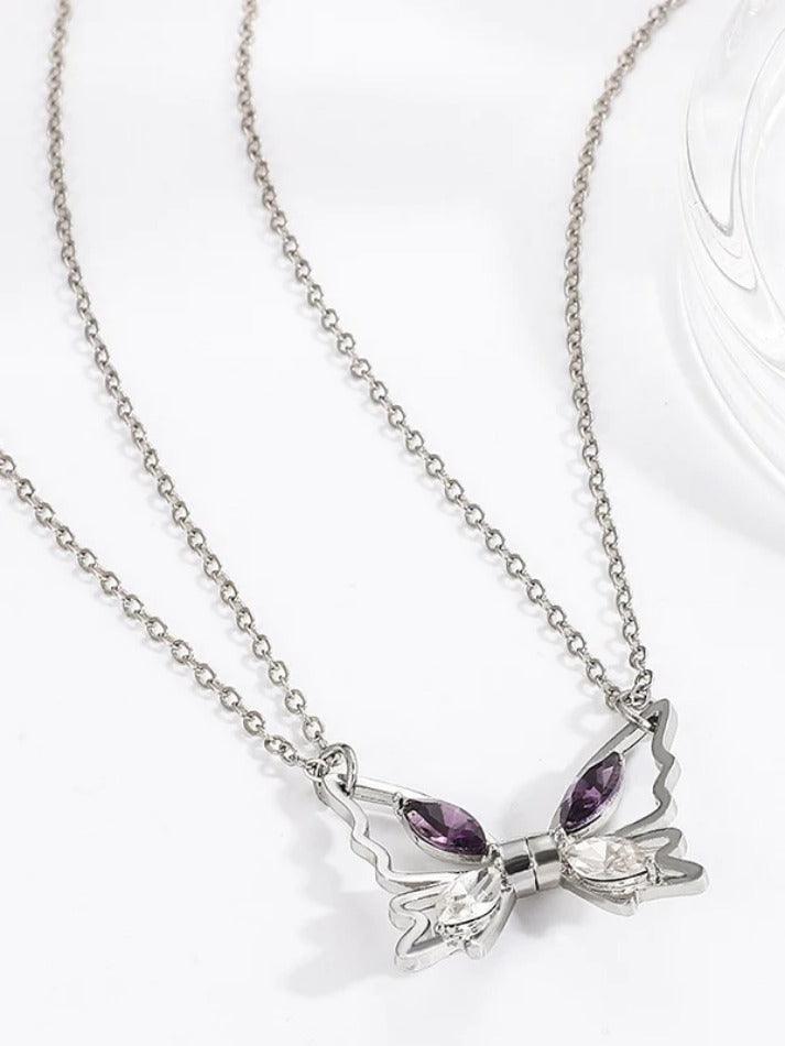 Magnetic Shimmering Butterfly Pendant Necklace - AnotherChill