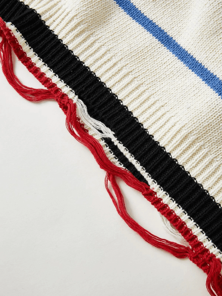 Men's Color Block Striped Distressed Sweater - AnotherChill