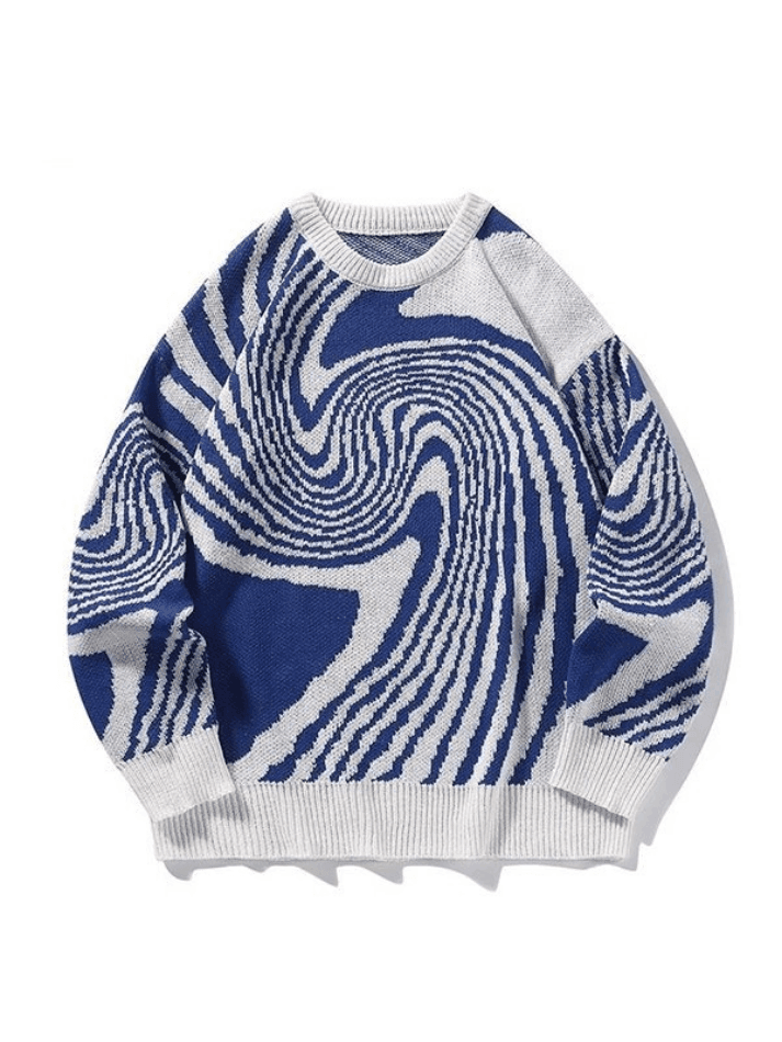 Men's Crew Neck Geometric Jacquard Knit Sweater - AnotherChill