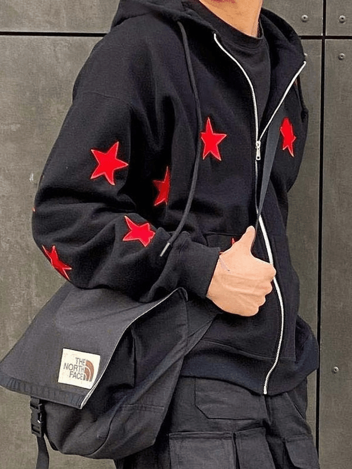 Men's Patch Star Zip Up Hoodie - AnotherChill