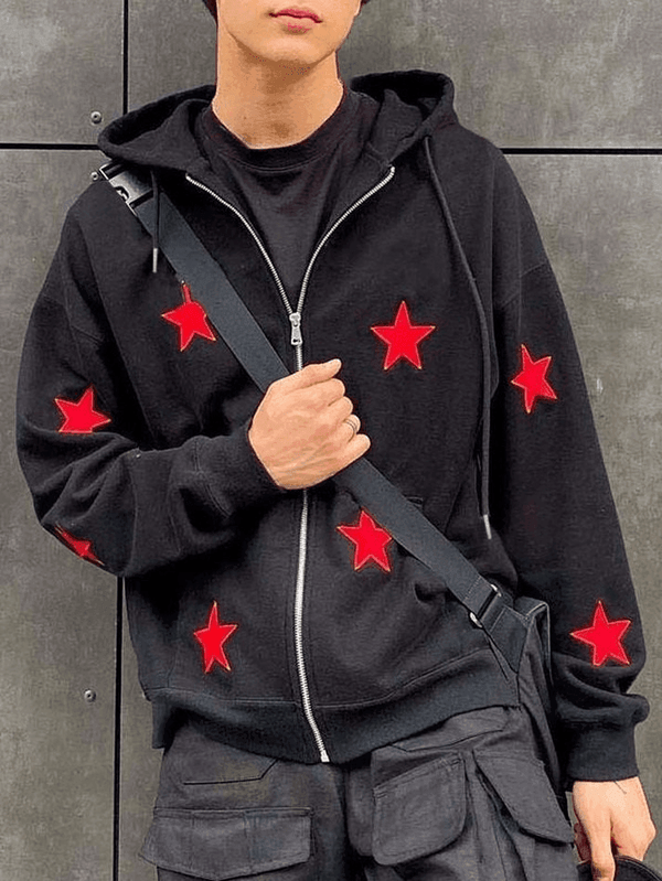 Men's Patch Star Zip Up Hoodie - AnotherChill