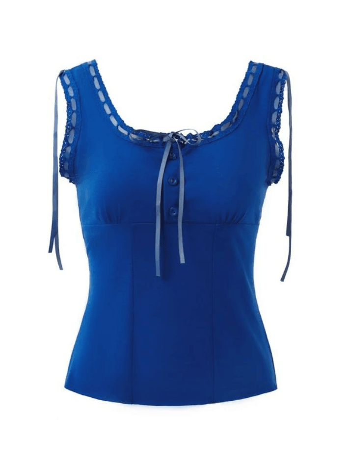 Neckline Lace Stitching Cami Top - AnotherChill