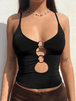 O Ring Cutout Crop Cami Top - AnotherChill