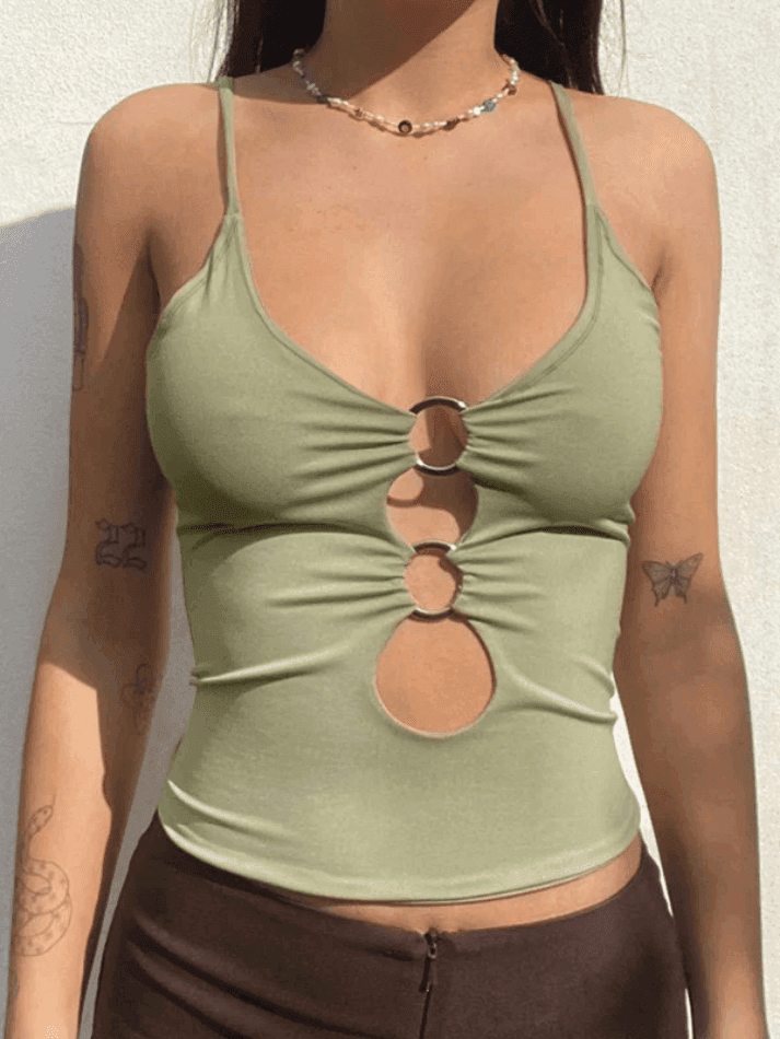 O Ring Cutout Crop Cami Top - AnotherChill