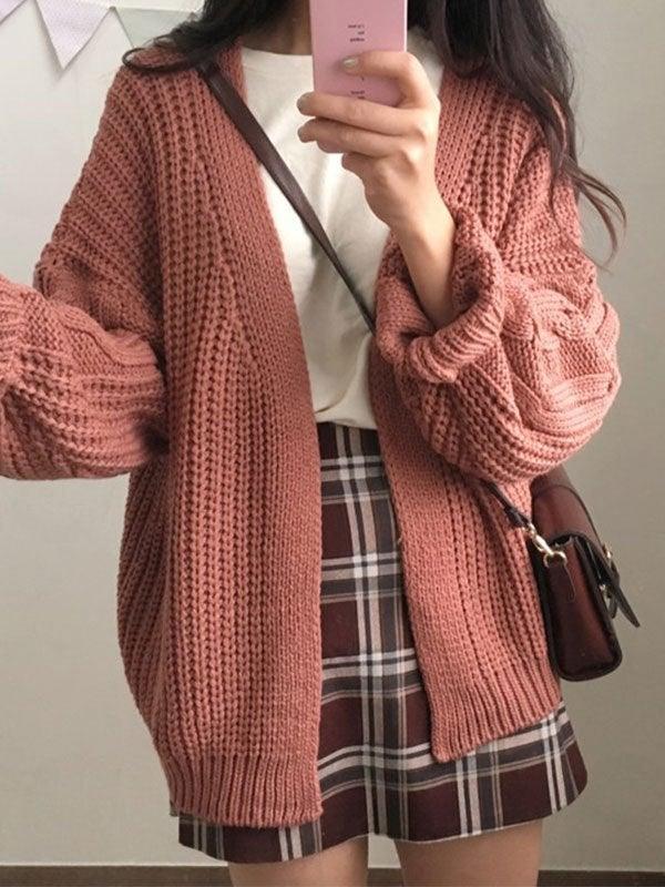 Open Front Cable Knit Cardigan - AnotherChill