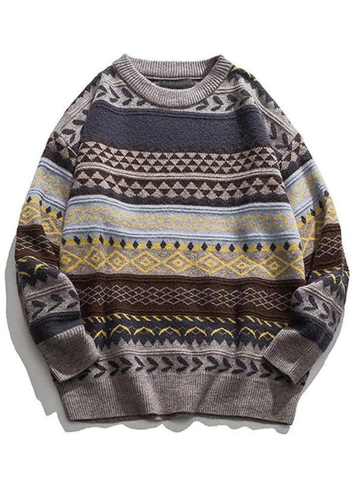 Oversized Mixed Jacquard Sweater - AnotherChill