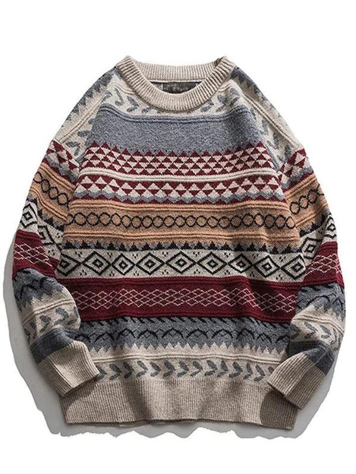 Oversized Mixed Jacquard Sweater - AnotherChill