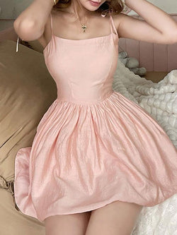 Pink Tie-Strap Mini Dress - AnotherChill