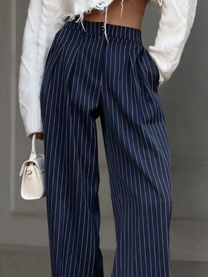 Pinstripe Print Tailored Pants - AnotherChill