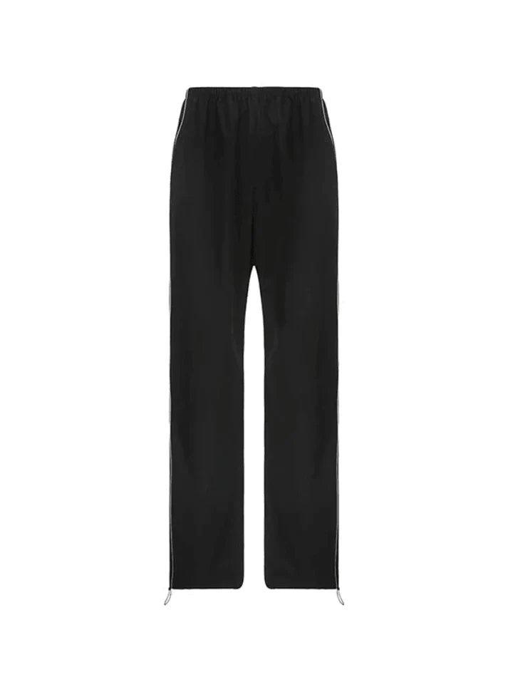 Piping Detail Black Baggy Sweatpants - AnotherChill