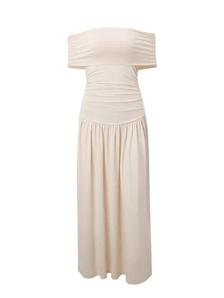 Pleated Slim Backless Solid Maxi Dress - AnotherChill